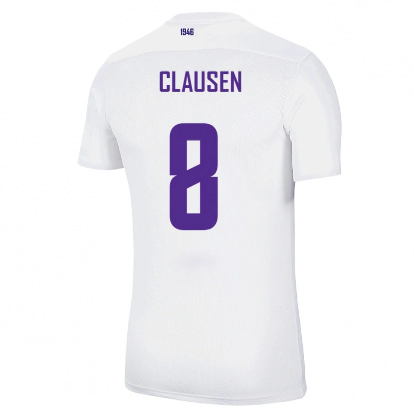 Danxen Criança Camisola Mika Clausen #8 Branco Verde Alternativa 2025/26 Camisa