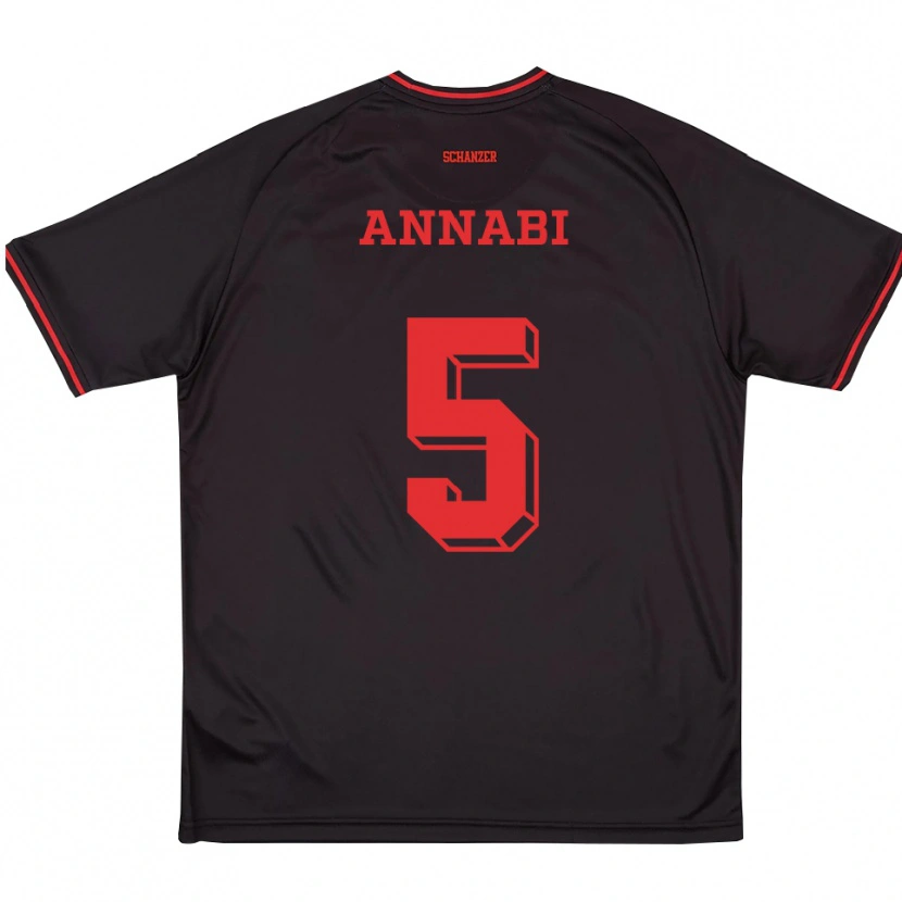 Danxen Criança Camisola Ilias Annabi #5 Preto Vermelho Branco Alternativa 2025/26 Camisa