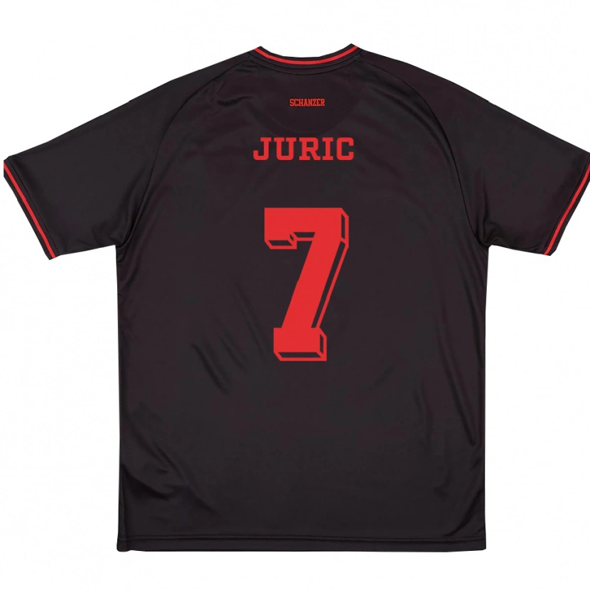 Danxen Criança Camisola Kristjan Juric #7 Preto Vermelho Branco Alternativa 2025/26 Camisa