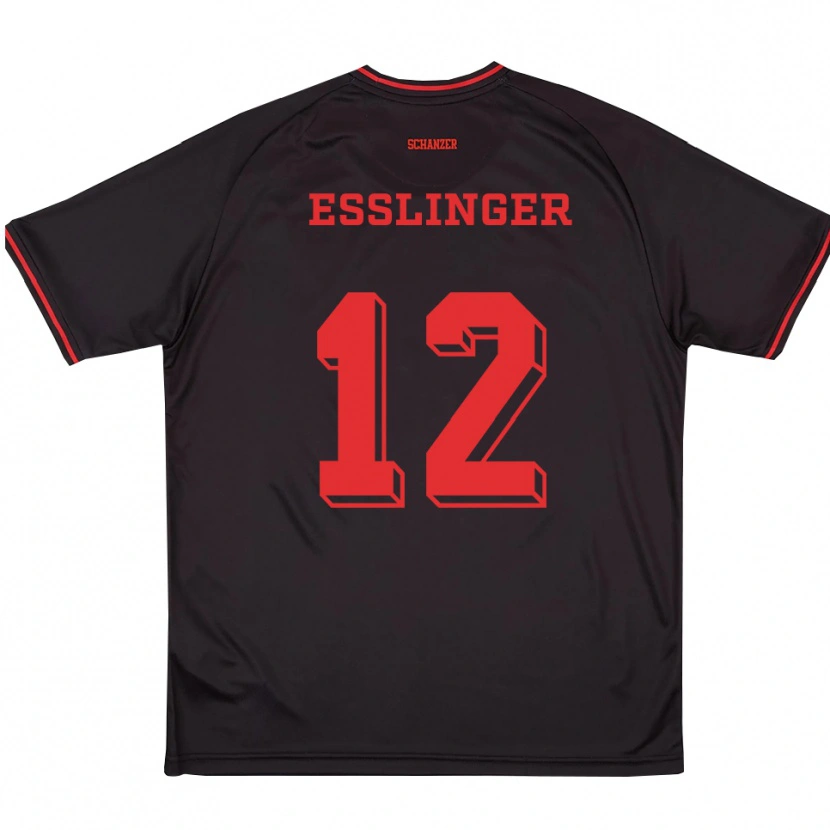 Danxen Criança Camisola Rafael Eßlinger #12 Preto Vermelho Branco Alternativa 2025/26 Camisa