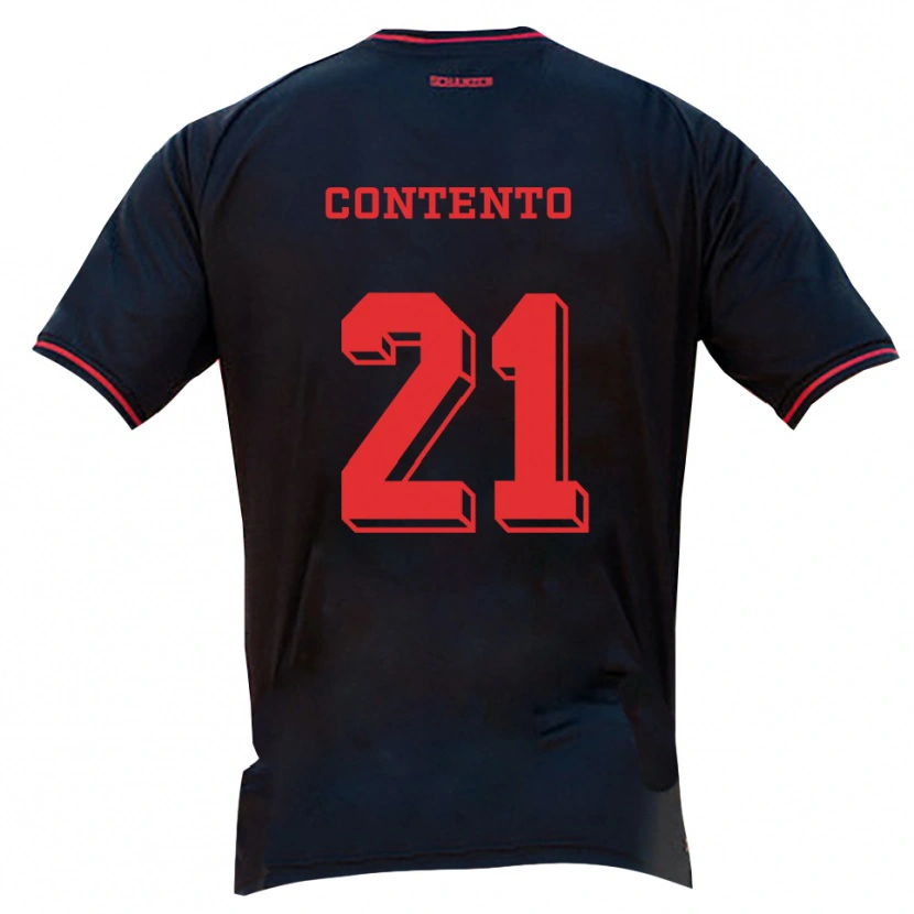 Danxen Criança Camisola Arcangelo Contento #21 Preto Vermelho Branco Alternativa 2025/26 Camisa