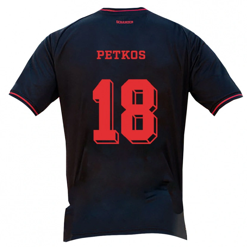 Danxen Criança Camisola Ioannis Petkos #18 Preto Vermelho Branco Alternativa 2025/26 Camisa