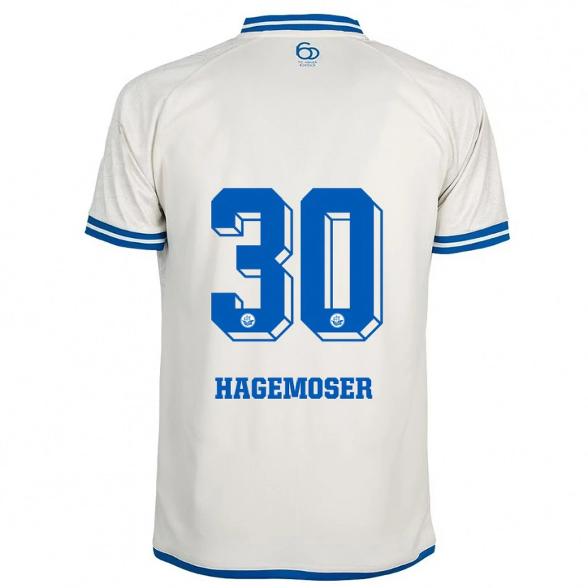 Danxen Criança Camisola Max Hagemoser #30 Branco Azul Alternativa 2025/26 Camisa