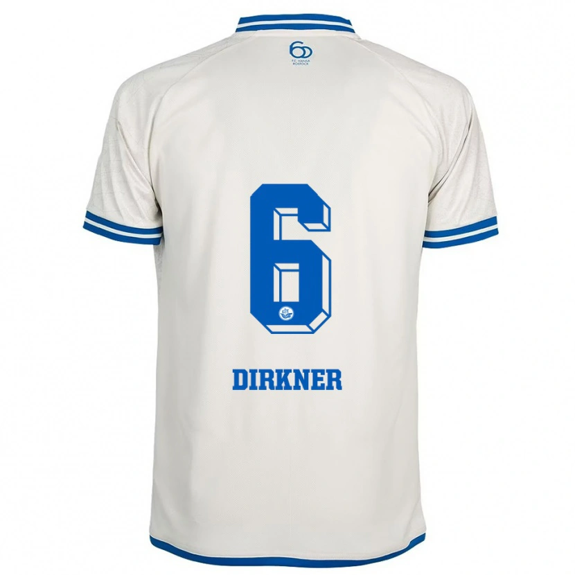 Danxen Criança Camisola Jonas Dirkner #6 Branco Azul Alternativa 2025/26 Camisa