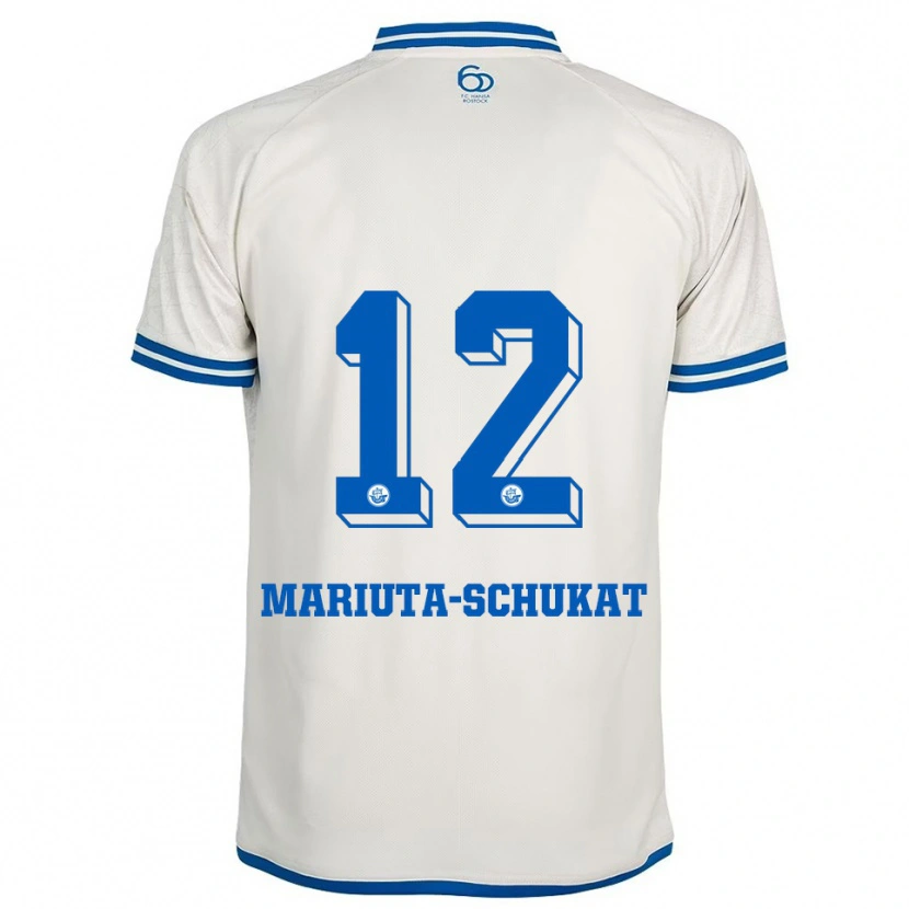 Danxen Criança Camisola Lara Mariuta-Schukat #12 Branco Azul Alternativa 2025/26 Camisa