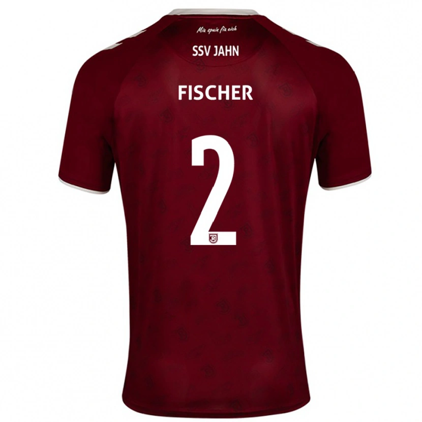 Danxen Criança Camisola Florian Fischer #2 Borgonha Branco Alternativa 2025/26 Camisa