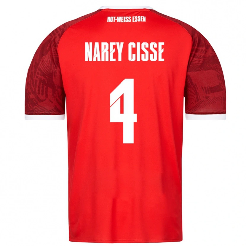 Danxen Criança Camisola Ibrahim Narey Cisse #4 Vermelho Borgonha Branco Alternativa 2025/26 Camisa