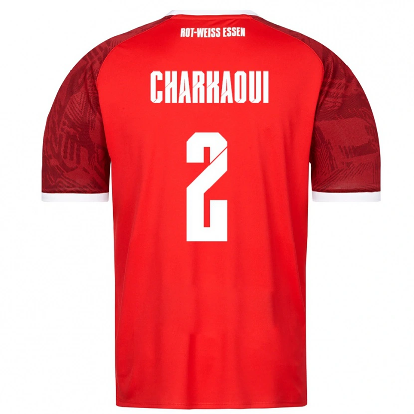 Danxen Criança Camisola Bilal Charkaoui #2 Vermelho Borgonha Branco Alternativa 2025/26 Camisa