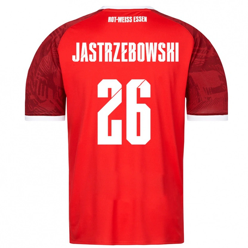 Danxen Criança Camisola Oliver Jastrzebowski #26 Vermelho Borgonha Branco Alternativa 2025/26 Camisa