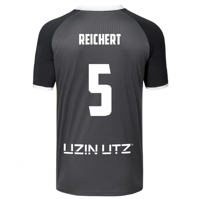 Danxen Criança Camisola Johannes Reichert #5 Cinzento Branco Alternativa 2025/26 Camisa