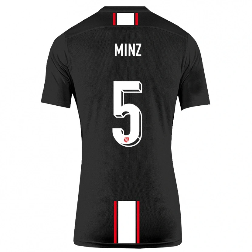 Danxen Criança Camisola Dominic Minz #5 Preto Branco Alternativa 2025/26 Camisa