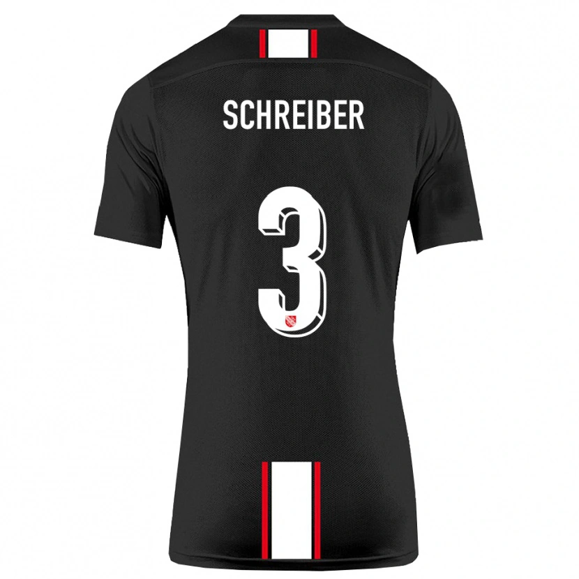 Danxen Criança Camisola David Schreiber #3 Preto Branco Alternativa 2025/26 Camisa