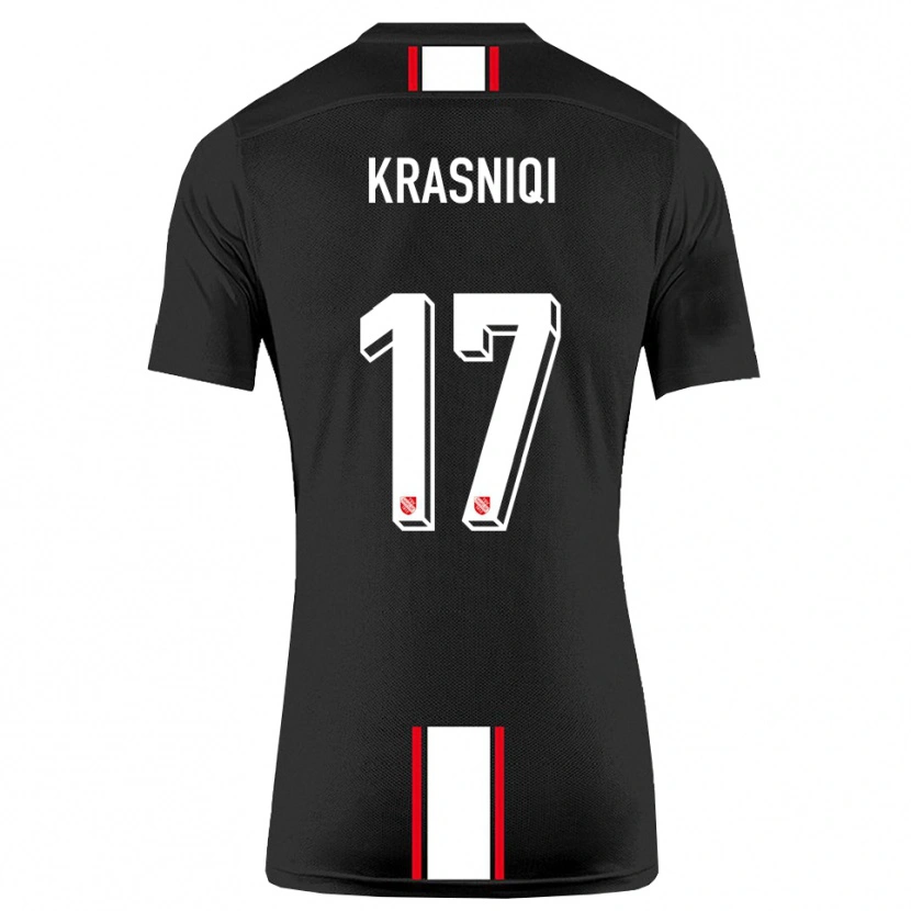 Danxen Criança Camisola Ermal Krasniqi #17 Preto Branco Alternativa 2025/26 Camisa