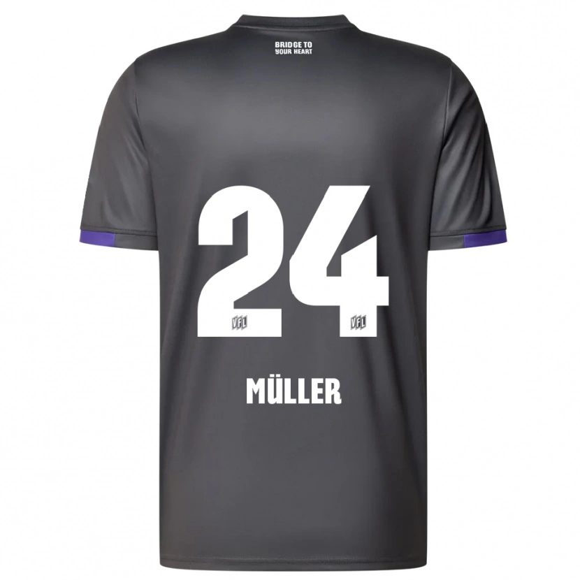 Danxen Criança Camisola Jannik Müller #24 Cinzento Roxo Alternativa 2025/26 Camisa
