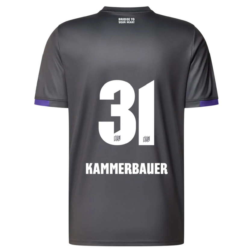 Danxen Criança Camisola Patrick Kammerbauer #31 Cinzento Roxo Alternativa 2025/26 Camisa