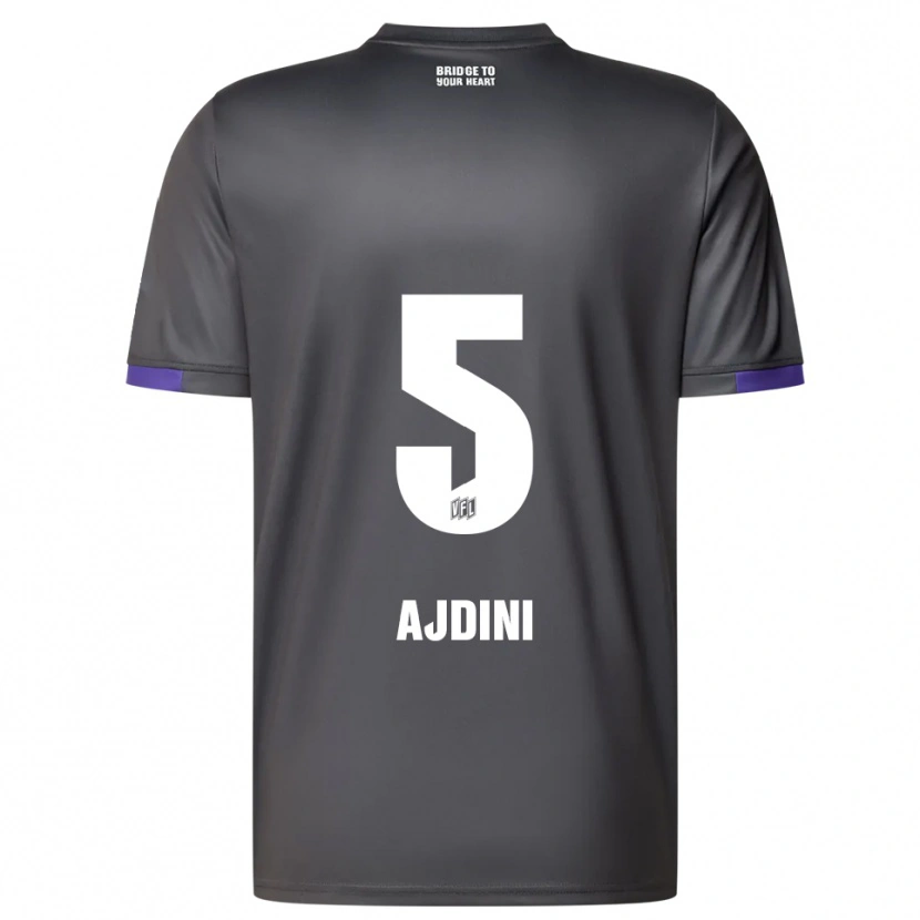 Danxen Criança Camisola Bashkim Ajdini #5 Cinzento Roxo Alternativa 2025/26 Camisa