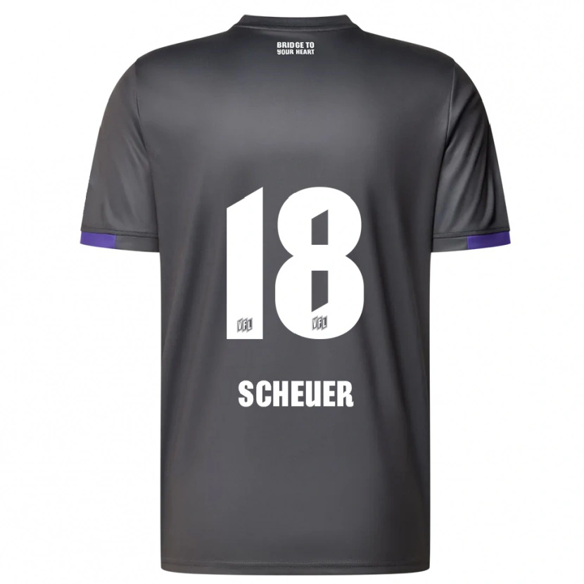 Danxen Criança Camisola Nevio Scheuer #18 Cinzento Roxo Alternativa 2025/26 Camisa