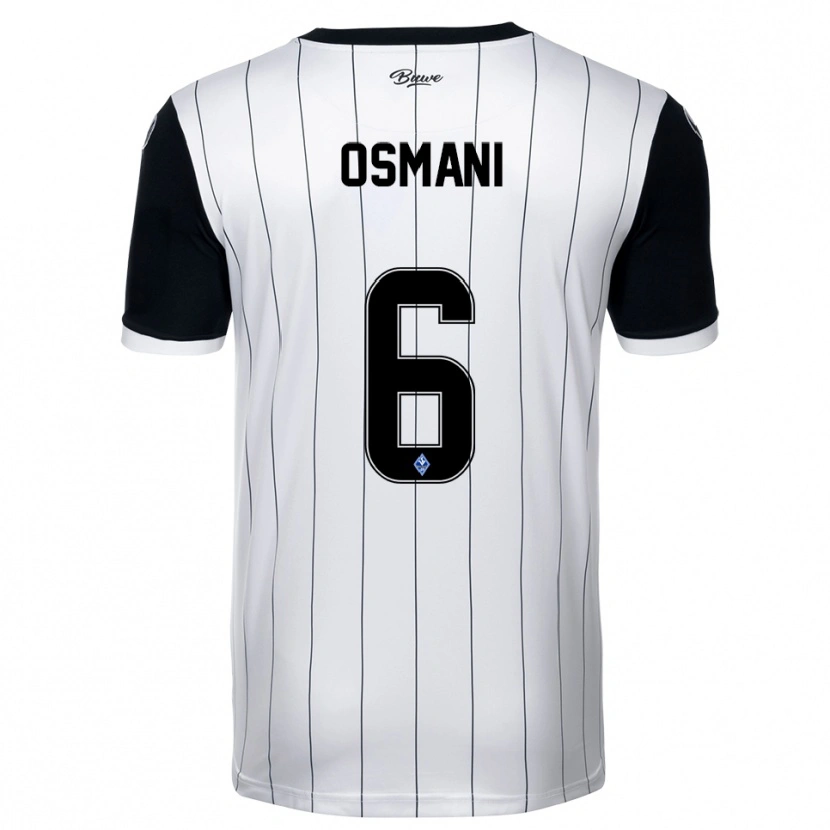 Danxen Criança Camisola Samir Osmani #6 Branco Preto Alternativa 2025/26 Camisa