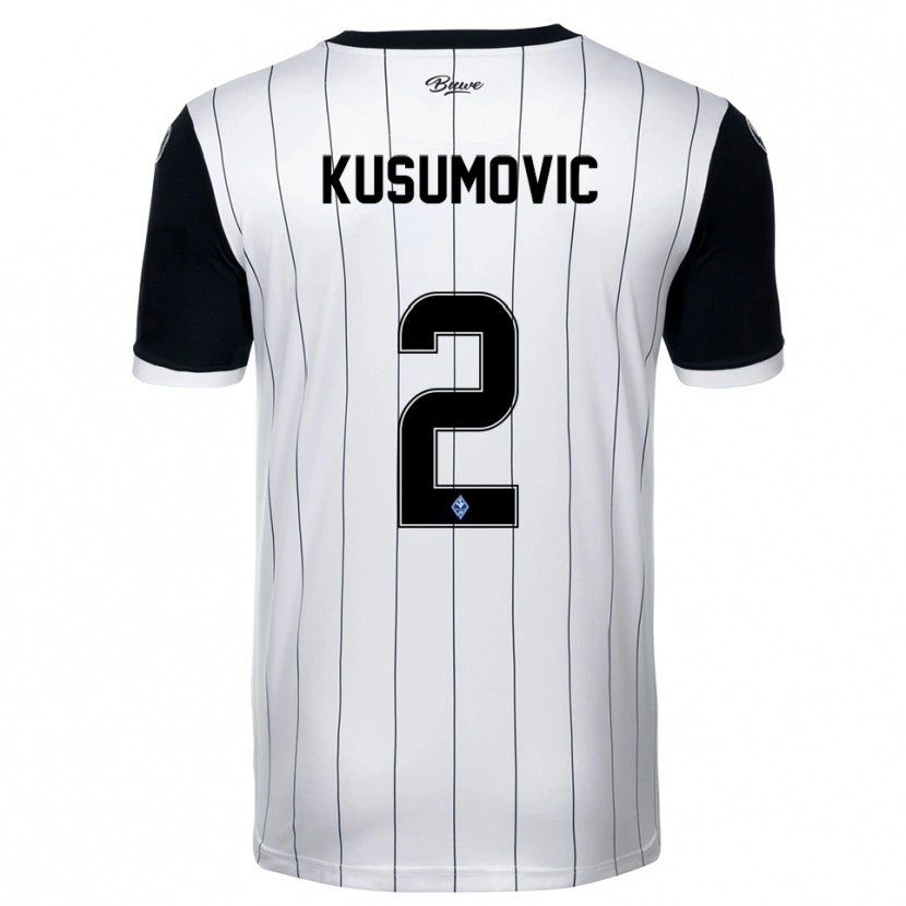 Danxen Criança Camisola Sami Kusumovic #2 Branco Preto Alternativa 2025/26 Camisa