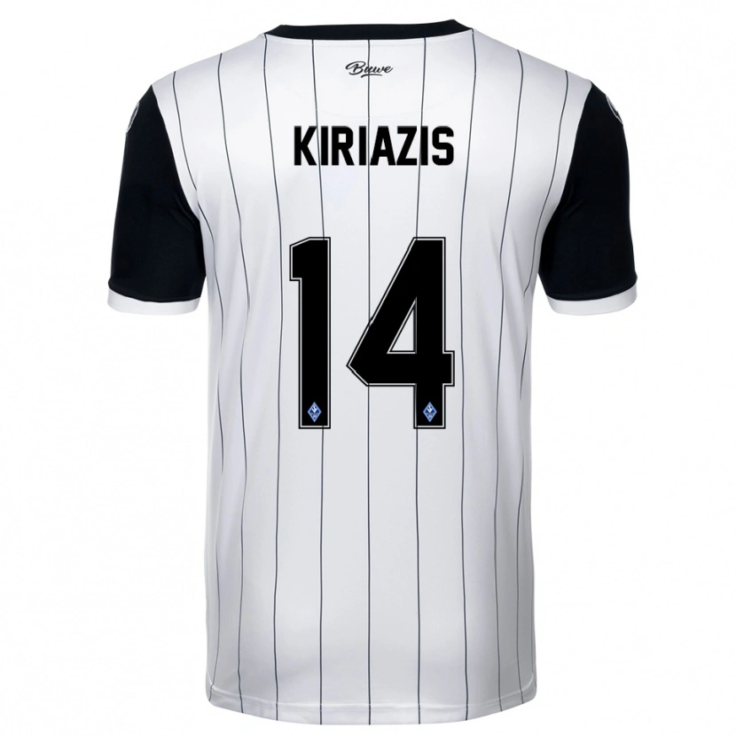 Danxen Criança Camisola Pavlos Kiriazis #14 Branco Preto Alternativa 2025/26 Camisa