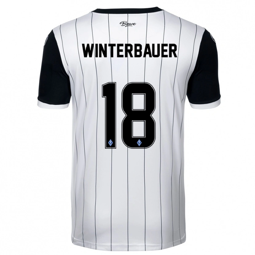 Danxen Criança Camisola Jan Winterbauer #18 Branco Preto Alternativa 2025/26 Camisa