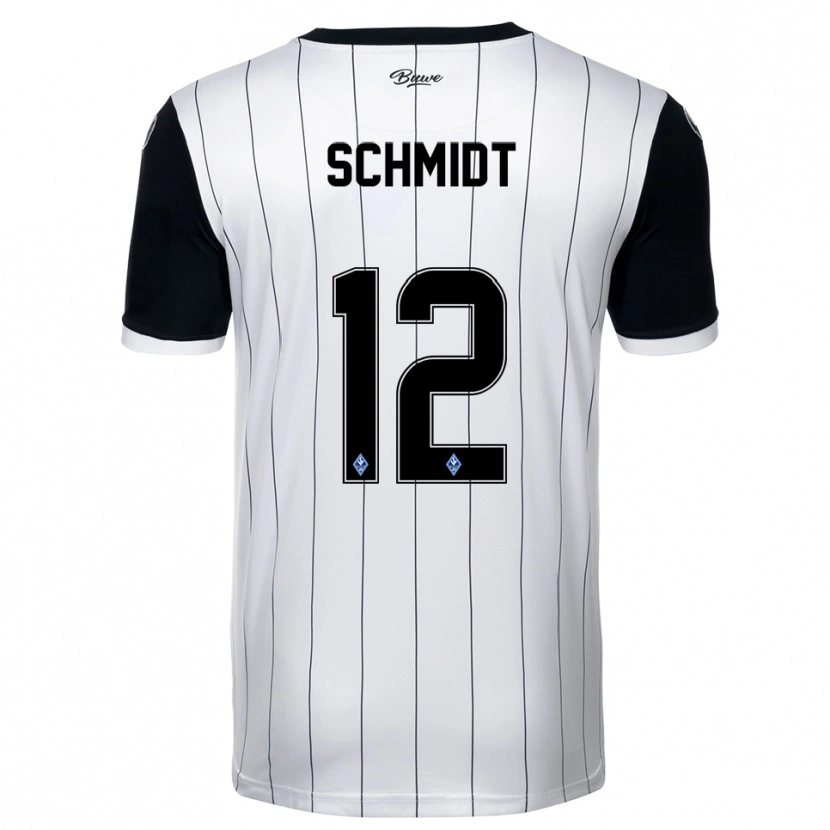 Danxen Criança Camisola Niclas Schmidt #12 Branco Preto Alternativa 2025/26 Camisa
