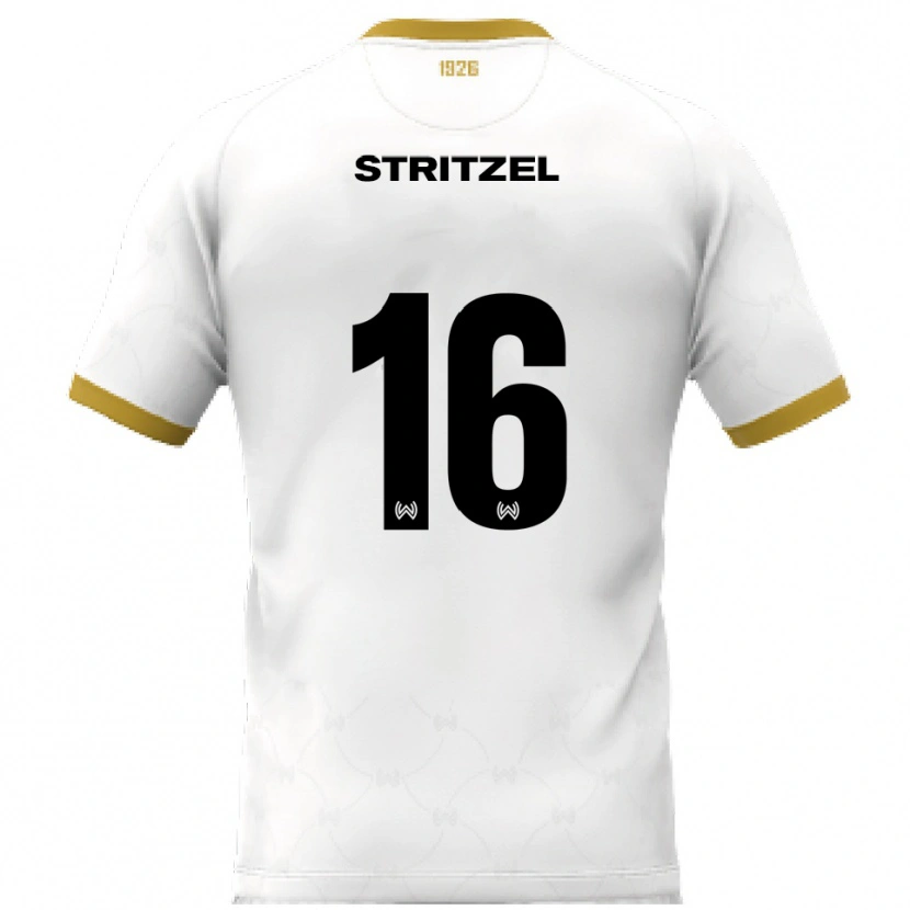 Danxen Criança Camisola Florian Stritzel #16 Branco Dourado Alternativa 2025/26 Camisa