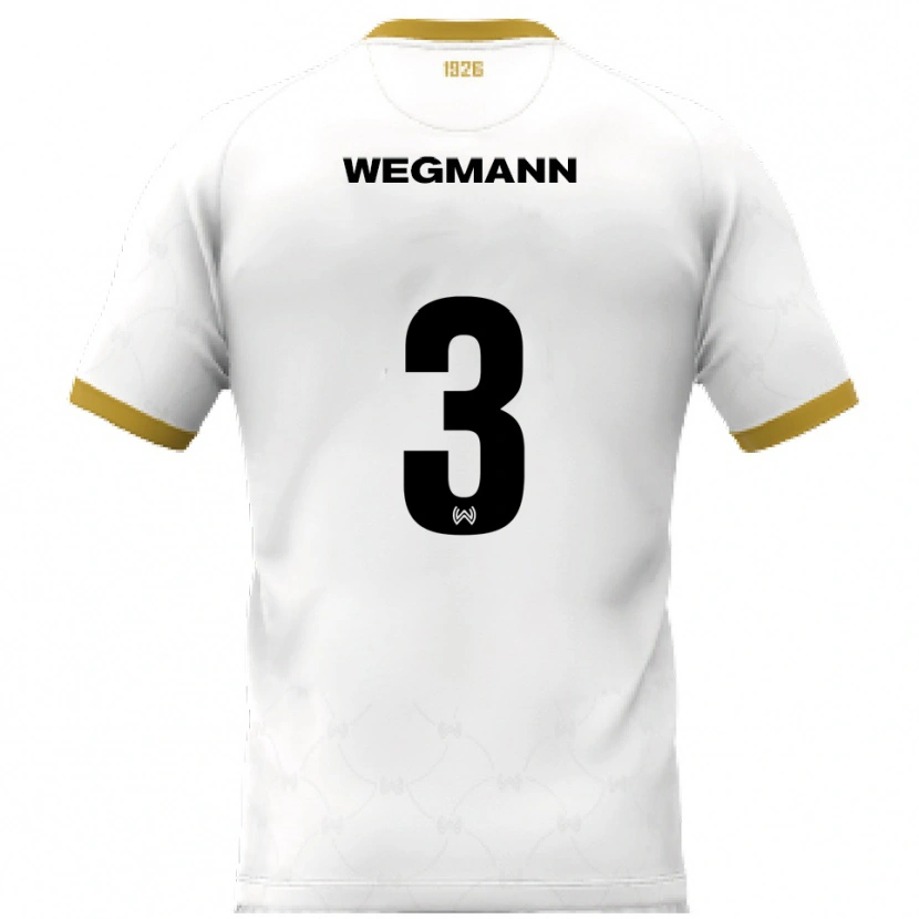 Danxen Criança Camisola Marius Wegmann #3 Branco Dourado Alternativa 2025/26 Camisa