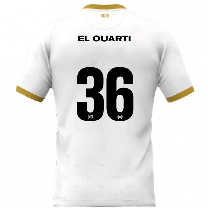 Danxen Criança Camisola Nassim El Ouarti #36 Branco Dourado Alternativa 2025/26 Camisa