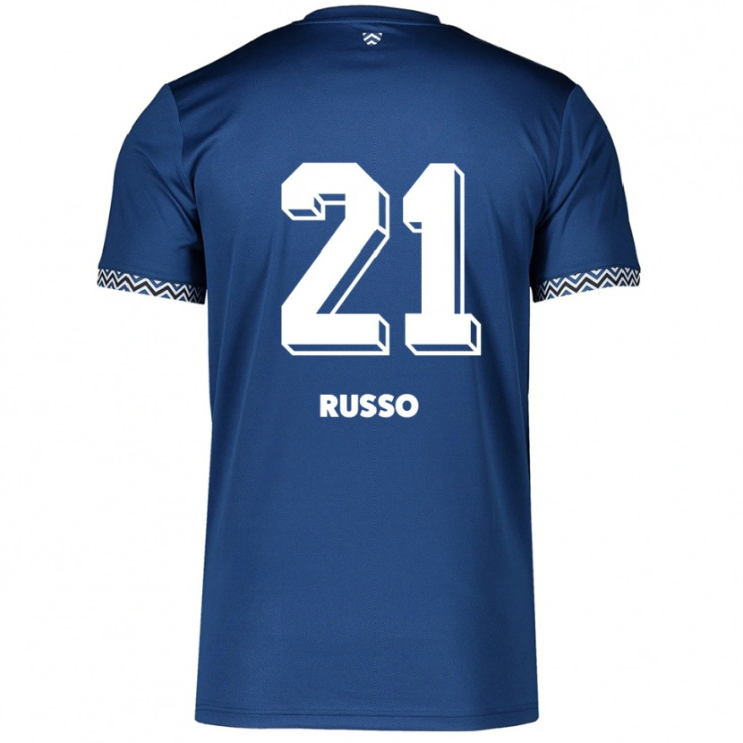 Danxen Homem Camisola Stefano Russo #21 Azul Marinho Branco Principal 2025/26 Camisa