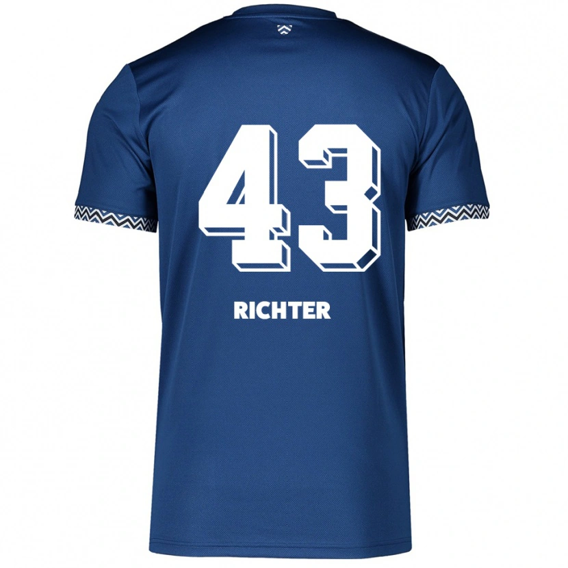 Danxen Homem Camisola Daniel Richter #43 Azul Marinho Branco Principal 2025/26 Camisa