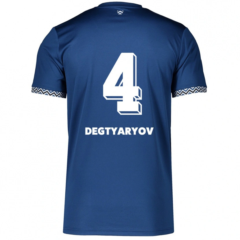 Danxen Homem Camisola Volodymyr Degtyaryov #4 Azul Marinho Branco Principal 2025/26 Camisa