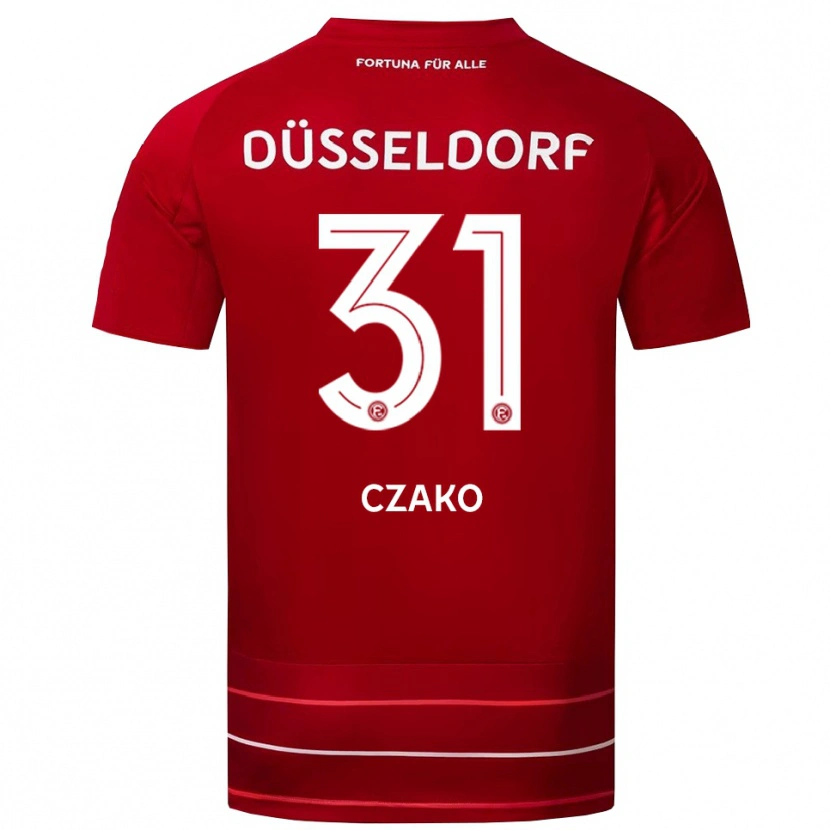 Danxen Homem Camisola Milán Czakó #31 Vermelho Branco Principal 2025/26 Camisa