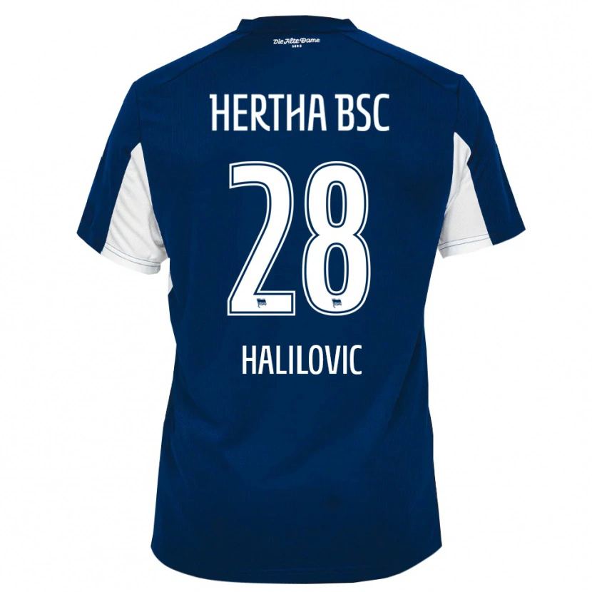Danxen Homem Camisola Din Halilovic #28 Branco Azul Principal 2025/26 Camisa