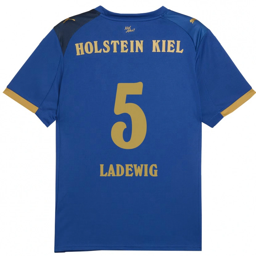 Danxen Homem Camisola Lönne Ladewig #5 Azul Dourado Principal 2025/26 Camisa