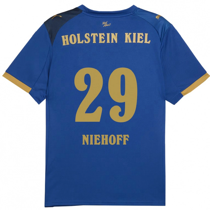 Danxen Homem Camisola Niklas Niehoff #29 Azul Dourado Principal 2025/26 Camisa