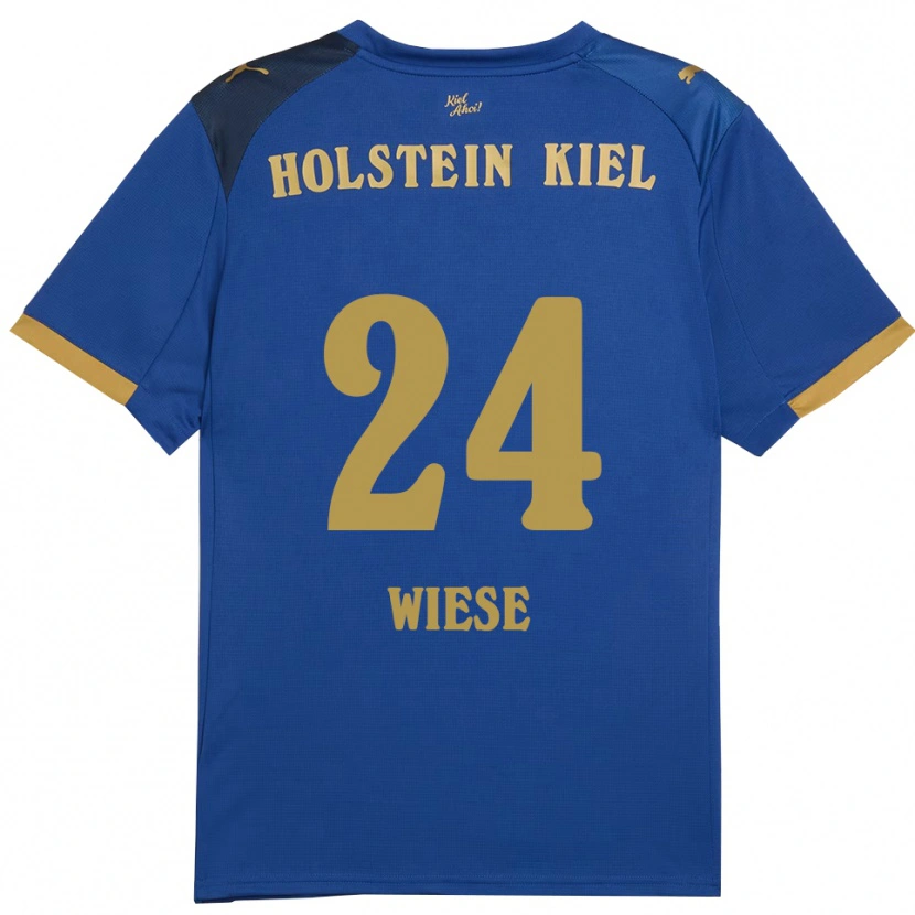 Danxen Homem Camisola Leon Wiese #24 Azul Dourado Principal 2025/26 Camisa