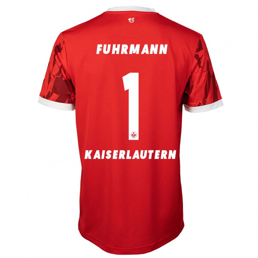Danxen Homem Camisola Lasse Fuhrmann #1 Vermelho Branco Principal 2025/26 Camisa