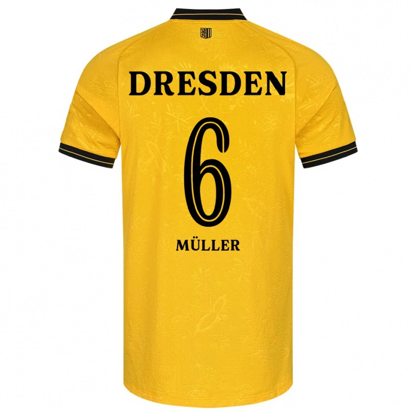 Danxen Homem Camisola Friedrich Müller #6 Amarelo Preto Principal 2025/26 Camisa
