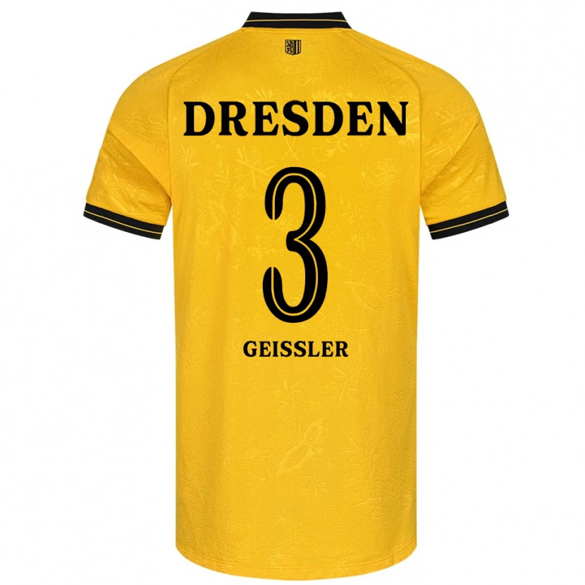 Danxen Homem Camisola Jonathan Geißler #3 Amarelo Preto Principal 2025/26 Camisa