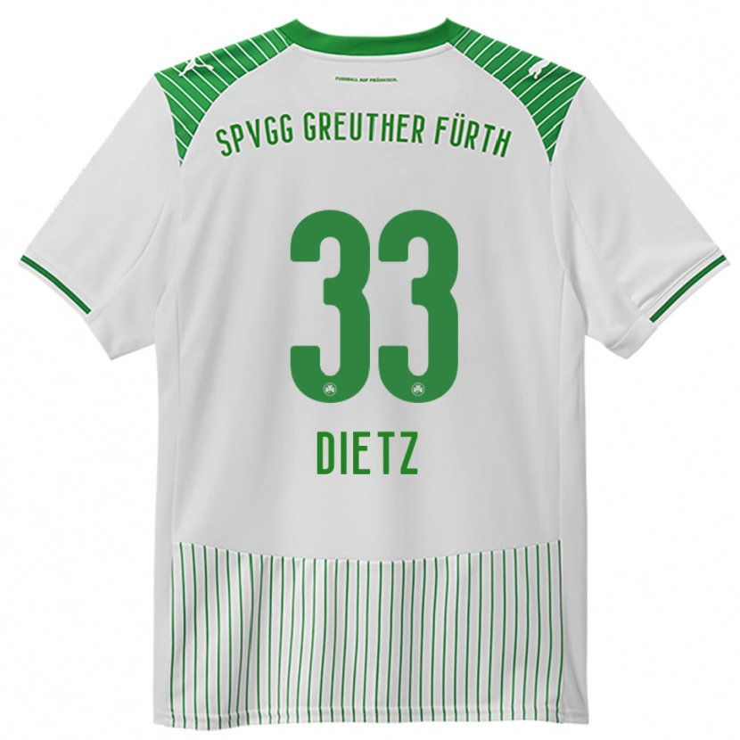 Danxen Homem Camisola Maximilian Dietz #33 Branco Verde Principal 2025/26 Camisa
