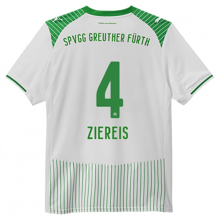 Danxen Homem Camisola Philipp Ziereis #4 Branco Verde Principal 2025/26 Camisa