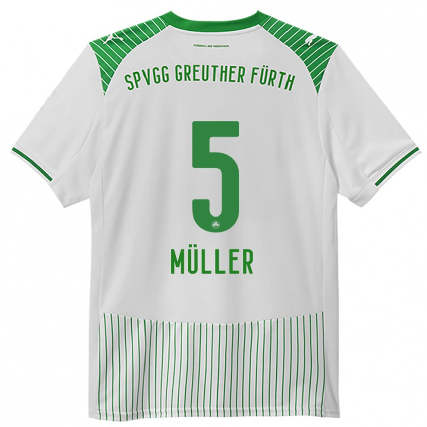 Danxen Homem Camisola Linus Müller #5 Branco Verde Principal 2025/26 Camisa
