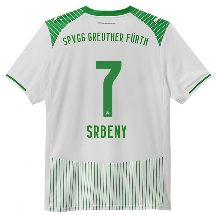 Danxen Homem Camisola Dennis Srbeny #7 Branco Verde Principal 2025/26 Camisa