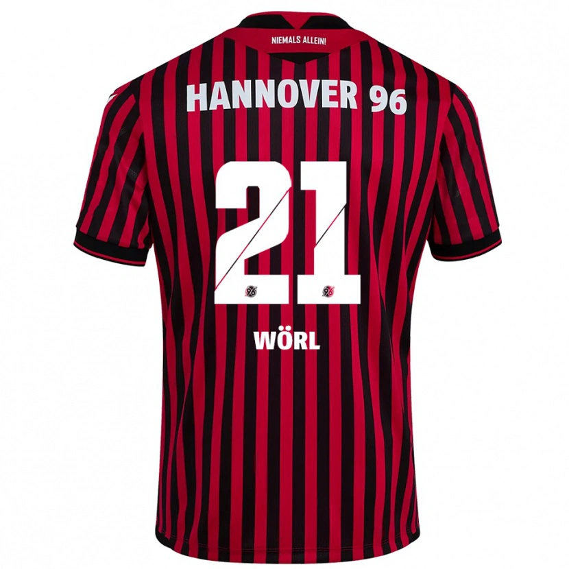 Danxen Homem Camisola Marius Wörl #21 Vermelho Preto Principal 2025/26 Camisa