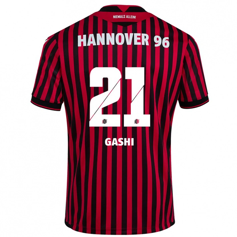 Danxen Homem Camisola Aurora Gashi #21 Vermelho Preto Principal 2025/26 Camisa