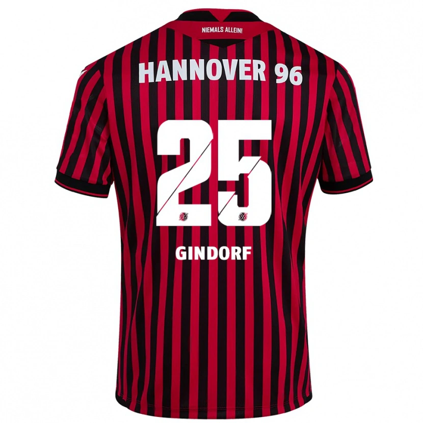 Danxen Homem Camisola Lars Gindorf #25 Vermelho Preto Principal 2025/26 Camisa