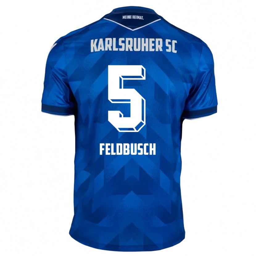 Danxen Homem Camisola Jonas Feldbusch #5 Azul Branco Principal 2025/26 Camisa