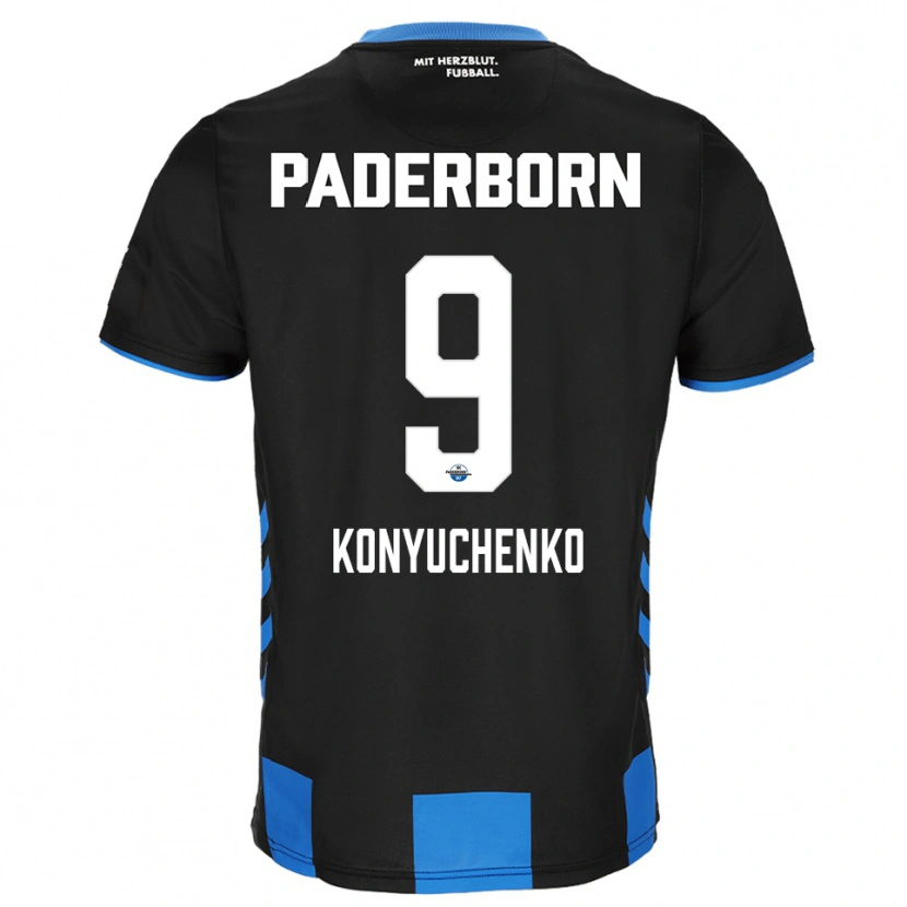 Danxen Homem Camisola Yehor Konyuchenko #9 Preto Azul Principal 2025/26 Camisa