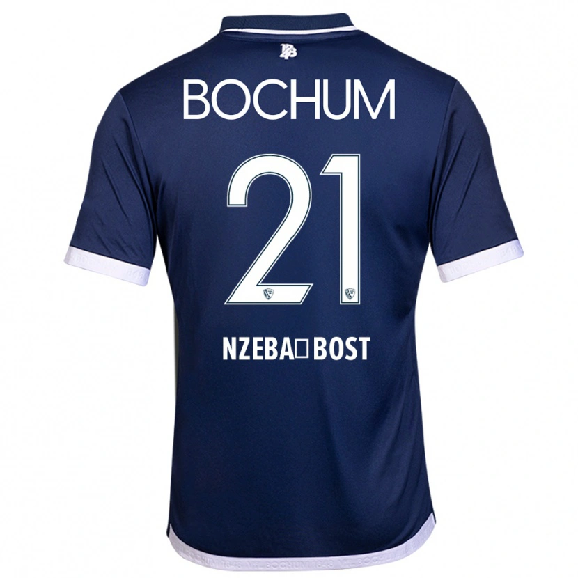 Danxen Homem Camisola Jan Nzeba-Bost #21 Azul Marinho Branco Principal 2025/26 Camisa